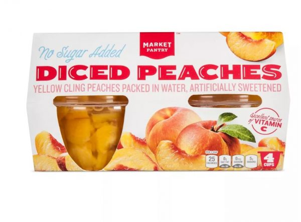 No Sugar Added Diced Peaches Fruit Cups 4ct - Market Pantry