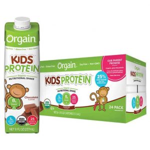 Orgain USDA Organic Kids Nutritional Protein Shake, Chocolate, 8 fl oz, 24-count