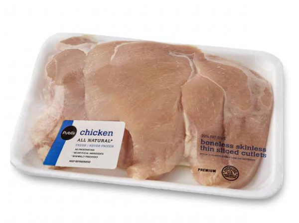 Publix Boneless Skinless Chicken Breast Cutlets, 99% Fat Free, USDA Premium About 1.5 lbs