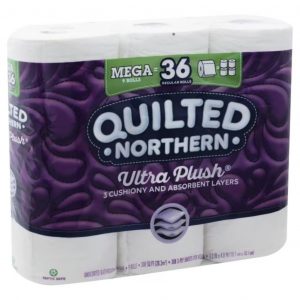 Quilted Northern Ultra Plush Bathroom Tissue, Unscented, Mega Roll, 3-Ply 9 Mega rolls 36 regular rolls