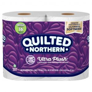 Quilted Northern Ultra Plush Bathroom Tissue, Unscented, Mega Rolls, 3-Ply Mega 4 rolls 16 regular rolls