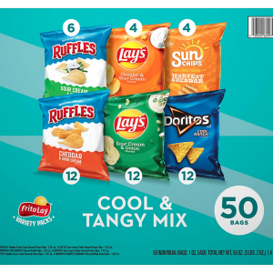 Frito Lay Cool and Tangy Mix Snacks and Chips Variety Pack - 50 CT