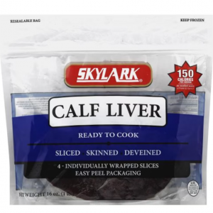 Skylark Calf Liver, Skinned, Deveined, Sliced 1lb