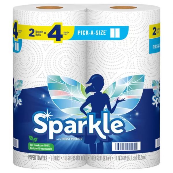 Sparkle Pick-A-Size Paper Towels, Double Rolls, 2 Count