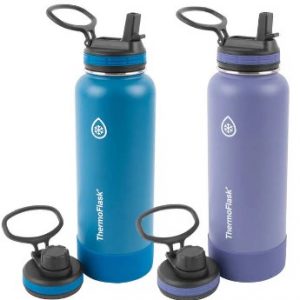 ThermoFlask 40-Ounce Stainless Steel Straw Bottle with Spout Lid 2-Pack