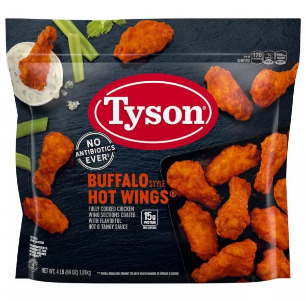 Tyson Frozen Fully Cooked Buffalo Style Hot Chicken Wings, 4 lbs.