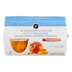 Publix Peaches, No Sugar Added, Yellow Cling, Diced - 4 CT